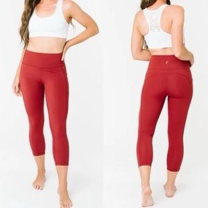 Zyia Active Brilliant High Rise Crop Leggings Burnt‎ Red Size 2